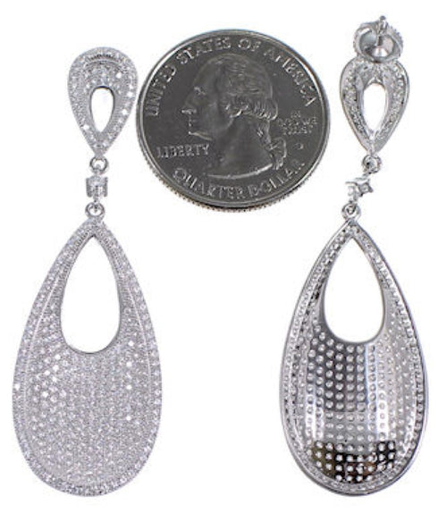 Cubic Zirconia Genuine Sterling Silver Post Dangle Earrings DS55199